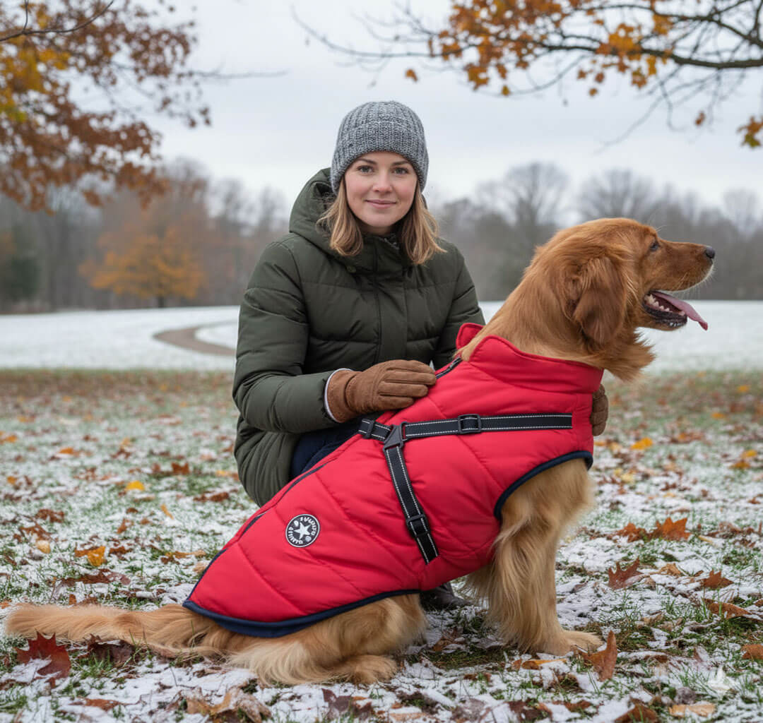 Paws Winter Dog Jacket with Built-In Harness - Image 2